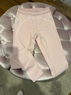 ALO Yoga Kids Light Pink Leggings with White Trim